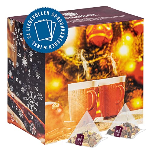 Corasol Premium Tee Adventskalender für Zwei (Paare & Pärchen) mit liebevollen Spruchkärtchen & 2 x 24 fruchtigen Teemischungen im Pyramidenbeutel (178 g) von Corasol
