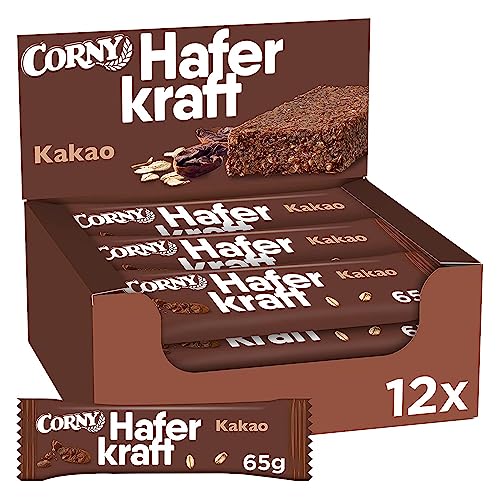 Haferriegel Corny Haferkraft Kakao, Vollkorn & Vegan, Großpackung 12x65g von Corny
