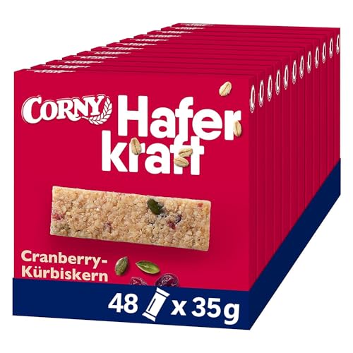 Corny Haferkraft Cranberry-Kürbiskern, Haferriegel 12er Pack (12 x 140g Schachtel) von Corny