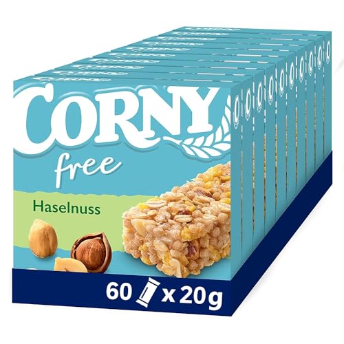 Corny free Haselnuss, Müsliriegel OHNE Zuckerzusatz, 10er Pack (10 x 120g) von Corny