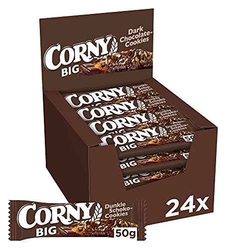 Müsliriegel Corny BIG Dunkle Schoko-Cookies, mit dunkler Schokolade, Großpackung 24x50g von Corny