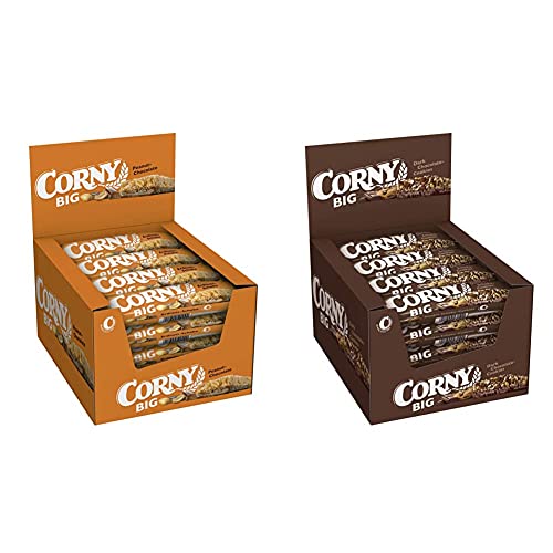 Corny Big Erdnuss-Schoko, Müsliriegel, 24er Pack (24 x 50g) & Big Dunkle Schoko-Cookies, Müsliriegel, 24er Pack (24 x 50g) von Corny