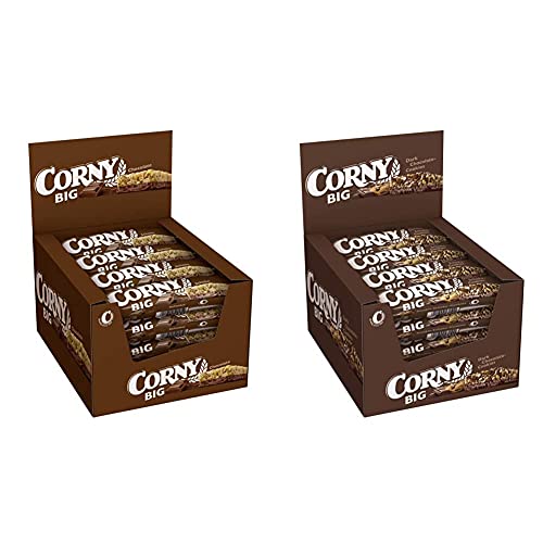 Corny Big Schoko, Müsliriegel, 24er Pack (24 x 50g) & Big Dunkle Schoko-Cookies, Müsliriegel, 24er Pack (24 x 50g) von Corny