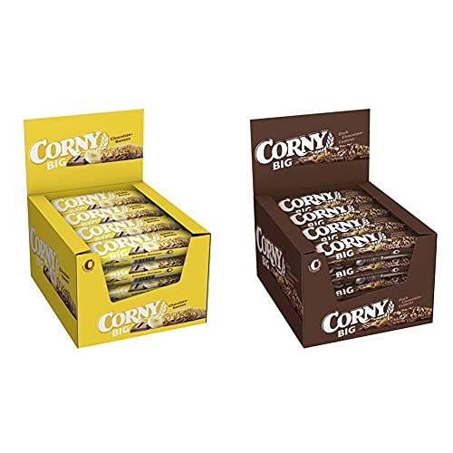 Corny Big Schoko-Banane, Müsliriegel, 24er Pack (24 x 50g) & Big Dunkle Schoko-Cookies, Müsliriegel, 24er Pack (24 x 50g) von Corny