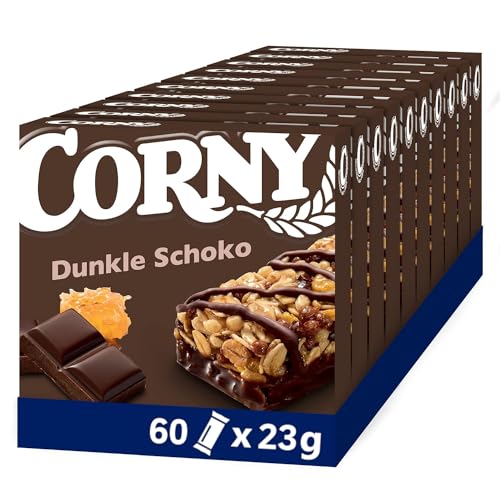 Müsliriegel Corny Classic Dunkle Schokolade, mit leckerer Zartbitter Edel Schoko, 60x23g von Corny