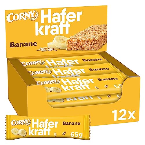 Corny Haferkraft Banane - Vollkorn Haferriegel vegan - 12 x 65g von Corny