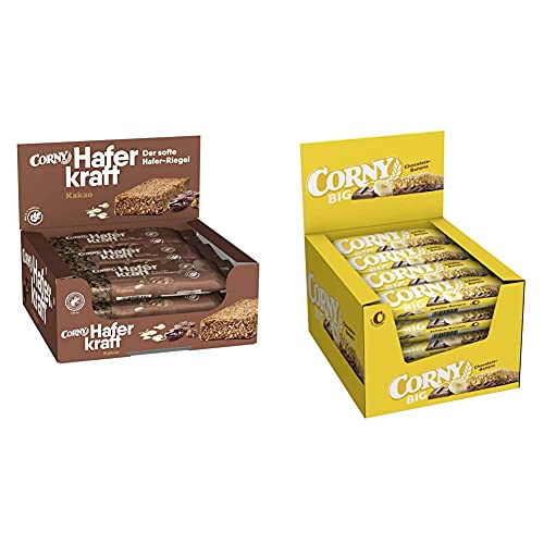 Corny Haferkraft Kakao, 12er Pack (12 x 65 g) & Big Schoko-Banane, Müsliriegel, 24er Pack (24 x 50g) von Corny