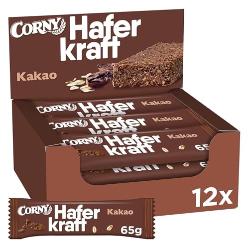 Haferriegel Corny Haferkraft Kakao, Vollkorn & Vegan, Großpackung 12x65g von Corny