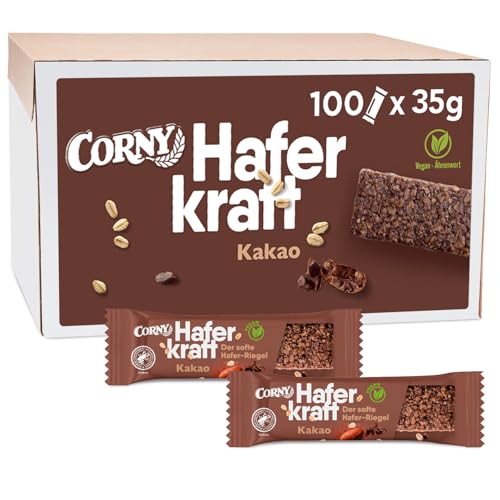 Haferriegel Corny Haferkraft Kakao, Vollkorn & Vegan, Hafer & Cacao 100er-Karton Bulk für z.B. Tagung & Meeting 100 x 35 g von Corny