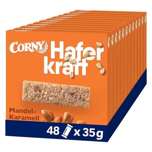 Haferriegel Corny Haferkraft Mandel-Karamell, Vollkorn, 12 Packungen, Jede Packung enthält 4 x 35 g von Corny