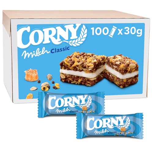 Müsliriegel Corny Milch Classic Milchsandwich mit Getreide und Milchcreme 100er-Karton Bulk zB. für Tagung & Meeting 100 x 30 g von Corny