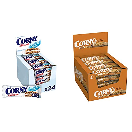 Corny Milch Classic DER GROSSE, Milchsandwich, 24er Pack (24 x 40g) & Big Erdnuss-Schoko, Müsliriegel, 24er Pack (24 x 50g) von Corny