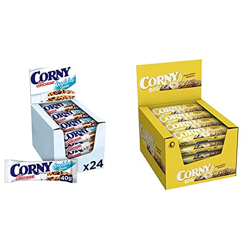 Corny Milch Classic DER GROSSE, Milchsandwich, 24er Pack (24 x 40g) & Big Schoko-Banane, Müsliriegel, 24er Pack (24 x 50g) von Corny