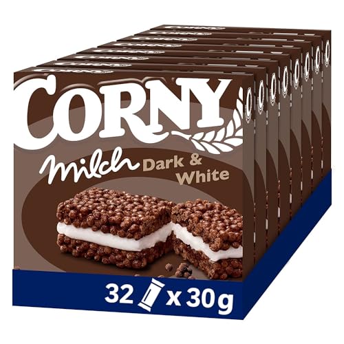 Müsliriegel Corny Milch Dark & White, Milchsandwich mit Kakao und Milchcreme, 32x30g von Corny