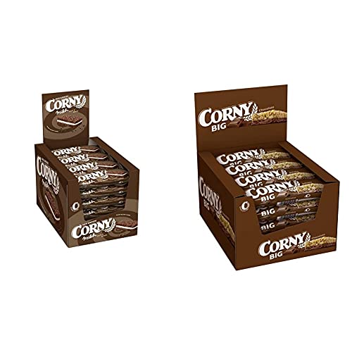 Corny Milch Dark & White DER GROSSE, Milchsandwich, 24er Pack (24 x 40g) & Big Schoko, Müsliriegel, 24er Pack (24 x 50g) von Corny
