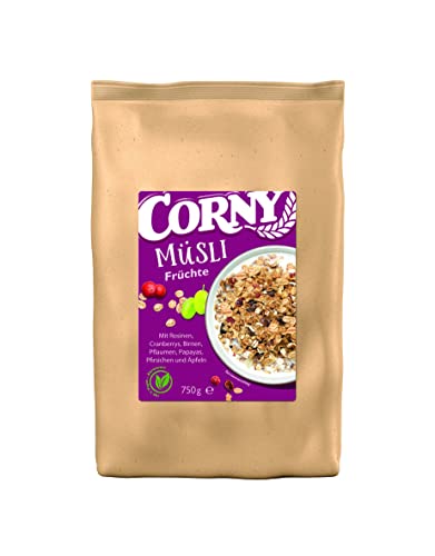 Corny Müsli Früchte, ballaststoffreiches Früchtemüsli, vegan, 750g von Corny