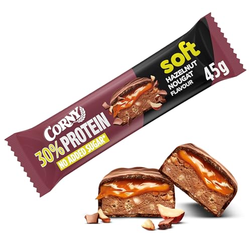 Corny Soft Protein Hazelnut-Nougat Flavour, 30 Prozent Protein, Eiweißriegel ohne Zuckerzusatz Corny Soft Protein Hazelnut-Nougat Flavour, 30 Prozent Protein, Eiweißriegel ohne Zuckerzusatz von Corny