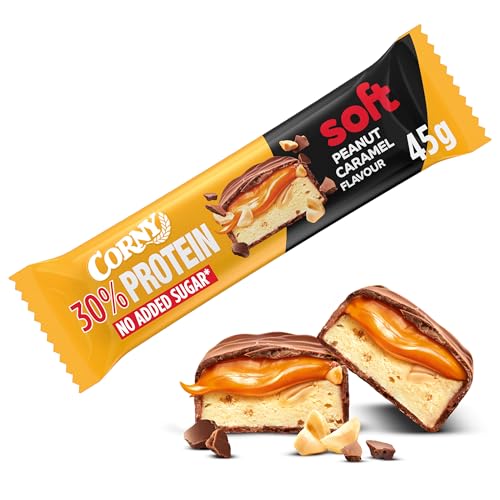 Protein Riegel Corny Soft Peanut-Caramel Flavor, 30% Protein, Eiweißriegel ohne Zuckerzusatz, Einzelriegel 45g von Corny