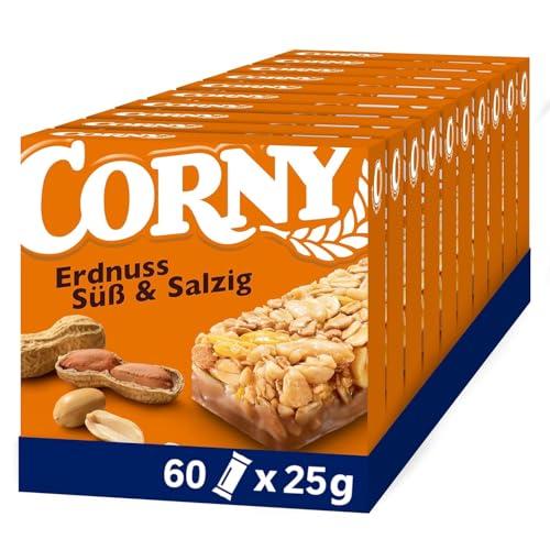 Müsliriegel Corny Classic Süß & Salzig, mit leckeren gerösteten und gesalzenen Erdnüssen, Multipack 60x25g von Corny