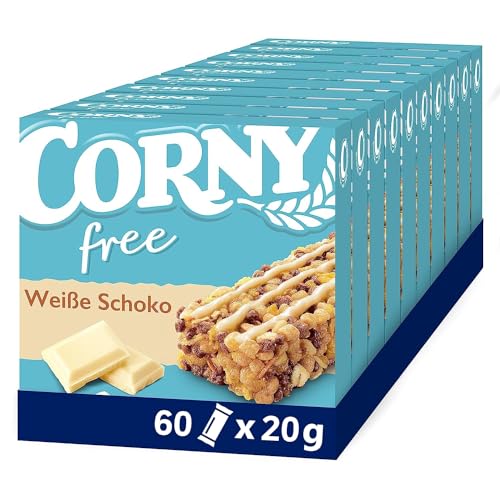 Corny Free Müsliriegel mit weißer Schokolade, ohne Zuckerzusatz, 67 kcal pro Riegel, 10x120g von Corny