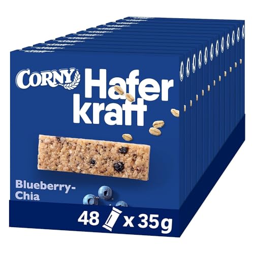 Haferriegel Corny Haferkraft Blueberry-Chia, Vollkorn & Vegan, 12x140g von Corny