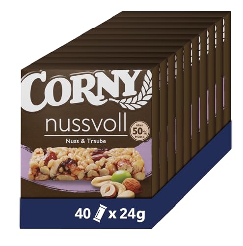 Nussriegel Corny nussvoll Nuss und Traube, mit Rosinen, 10x96 gr Nussriegel Corny nussvoll Nuss und Traube, mit Rosinen, 10x96 gr von Corny