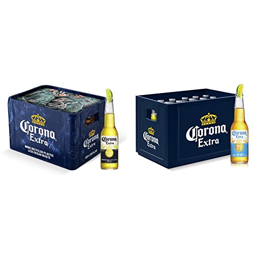 Corona Extra Premium Lager Flaschenbier(20 x 0.355 l) & Cero 0,0% Alkoholfrei Premium Lager Flaschenbier, MEHRWEG (24 x 0.355 l) im Kasten, Internationales alkoholfreies Lager Bier von Corona