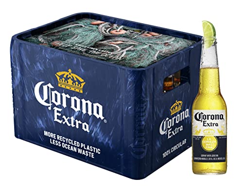 Corona Extra Premium Lager Flaschenbier, MEHRWEG im Kasten, Internationales Lager Bier, 20er Kiste (20 x 0.355 l) von Corona