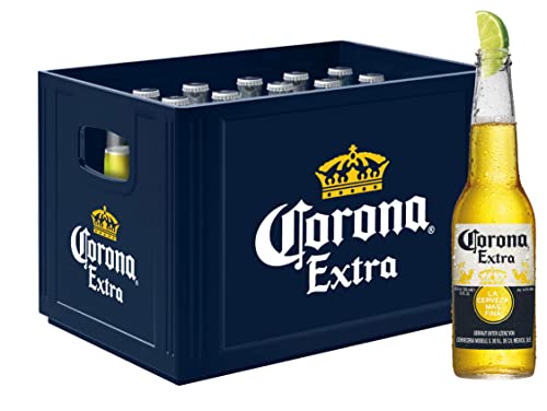 Corona Extra Premium Lager Flaschenbier, MEHRWEG (24 x 0.355 l) im Kasten, Internationales Lager Bier, 24er Kiste von Corona