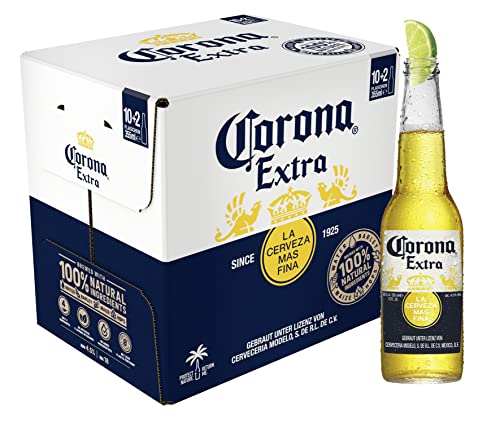 Corona Extra Premium Lager Flaschenbier, MEHRWEG im Karton, Internationales Lager Bier (12 x 0.355 l) von Corona