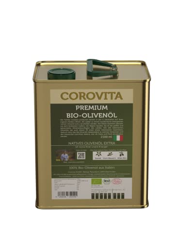 Corovita Bio-Olivenöl aus Italien | 2,5 Liter Kanister | natives Olivenöl extra | Premium Qualität | kaltgepresst | Region Bari Apulien | Hersteller: Fam Cassetta von Corovita