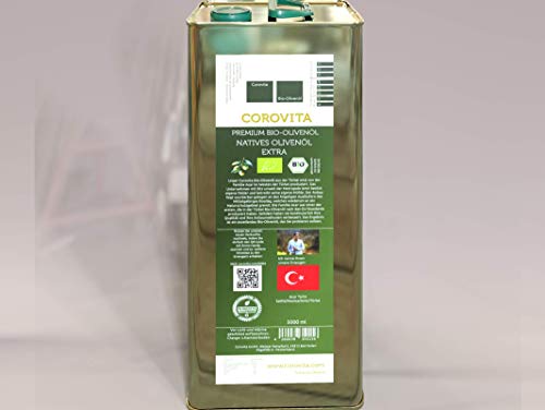 Corovita Bio-Olivenöl | natives Olivenöl extra | Bio | aus der Türkei | Region Manisa,Izmir | 5 Liter Kanister | Hersteller: Familie Acar von Corovita