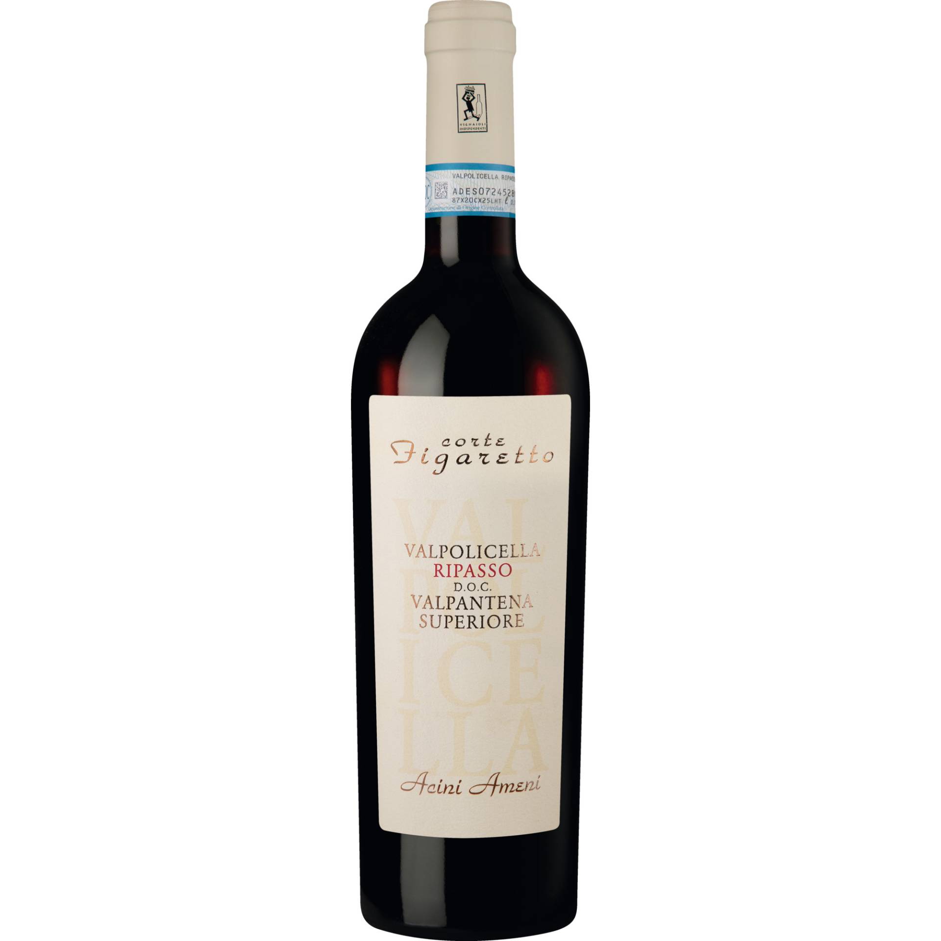 Acini Ameni Valpolicella Superiore, Valpolicella Ripasso DOC Superiore, Venetien, 2021, Rotwein von Corte Figaretto di Bustaggi Alberto e Mauro, Via Clocego 48/a, 37142 Poiano (VR), Italia