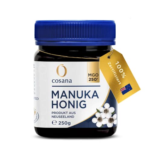 Cosana Manuka Honig 250 MGO + 250g – 100% Pur - Abgefüllt, versiegelt und zertifiziert in Neuseeland von Cosana