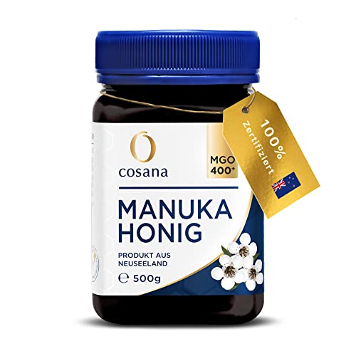Cosana Manuka Honig 400 MGO + 500g – 100% Pur - Abgefüllt, versiegelt und zertifiziert in Neuseeland Cosana Manuka Honig 400 MGO + 500g – 100% Pur - Abgefüllt, versiegelt und zertifiziert in Neuseeland von Cosana