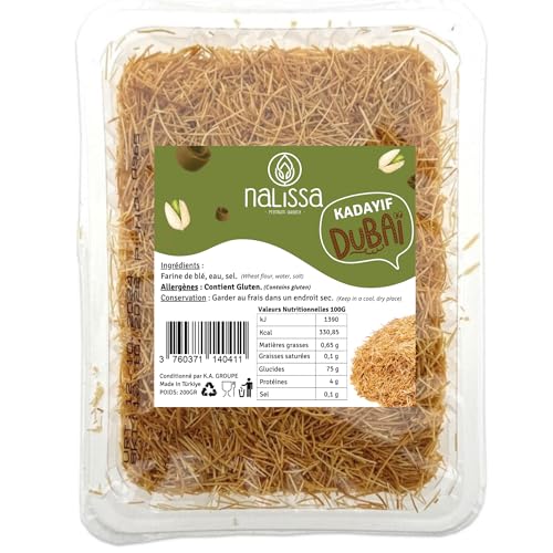 NEW kadaif - Schokolade dubai Gebratenes Engelshaar 200gr - Dessert Gebäck kadayif Orientalisch kunefe Knusprig für kataifi Schokoladentafel crunchy von Cosm'Ethics