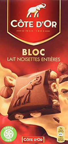 Cote d'Or Brüsseler Nuss, Vollmilch mit ganzen Nüssen Tafelschokolade, 4er Pack (4 x 180 g) von Cote D'Or