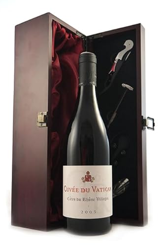 Cotes du Rhone Villages 2009 Cuvee Du Vatican (Red wine) in einer Geschenkbox, da zu 4 Weinaccessoires, 1 x 750ml von Cotes du Rhone