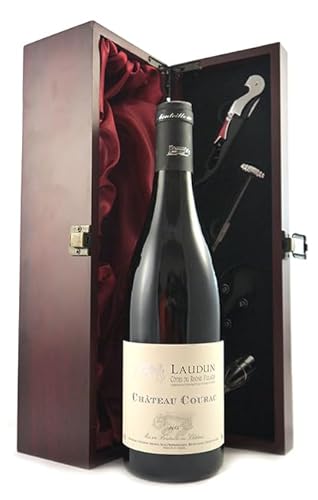 Cotes du Rhone Villages 'Laudun' 2010 Chateau Courac (Red wine) in einer Geschenkbox, da zu 4 Weinaccessoires, 1 x 750ml von Cotes du Rhone