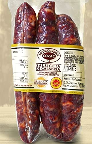 Salsiccia di calabria DOP italienische scharfe Salami Chiliwurst aus Kalabrien Chilisalami 30 Tage gereift (350gr) von Cozac