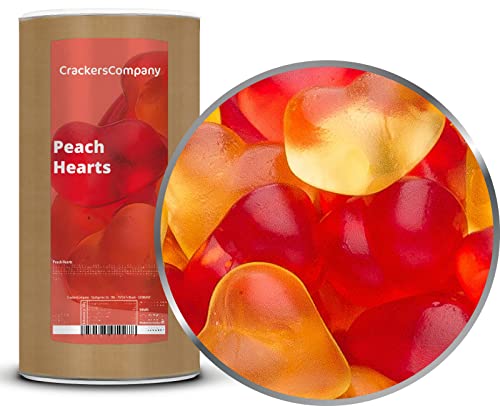 1 x 1100g Pfirsich Fruchtsaftgummi in Herzform in Rot und Gelb Gummibonbon glutenfrei laktosefrei von Crackerscompany