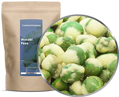 1 x 400g Grüne knackige Erbsen luftgtrocknet geröstet mit Wasabi scharf vegetarisch vegan fettarm reich an Protein von Crackerscompany