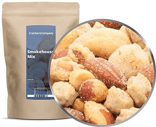 1 x 550g Nusskernmischung Erdnüsse Cashew Macadamia Mandeln Rauch-Aroma knackiger Bar Snack 21 % Protein von Crackerscompany