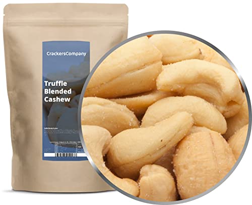 1 x 600g Trüffelöl Cashewkerne geröstet mit Meersalz Weisses Trüffelöl Luxus Snack vegetarisch vegan glutenfrei laktosefrei 18 % Protein für Feinschmecker von Crackerscompany