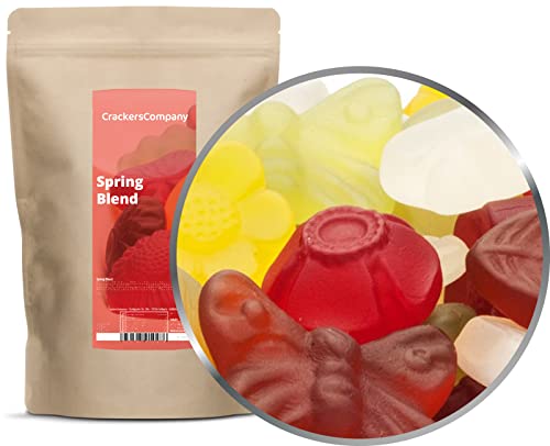 1 x 700g Fruchtsaftgummi Mischung Frühlingsblumen gelatinefreie Fruchtgummi Mix mit Kirsche Pfirsich Ananas Erdbeergeschmack vegetarisch vegan glutenfrei laktosefrei von Crackerscompany