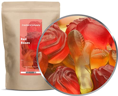 1 x 700g Fruchtsaftgummi Rosen Gummibonbon rote Rosen mit grünem Stiel ideal als Geschenk glutenfrei laktosefrei von Crackerscompany