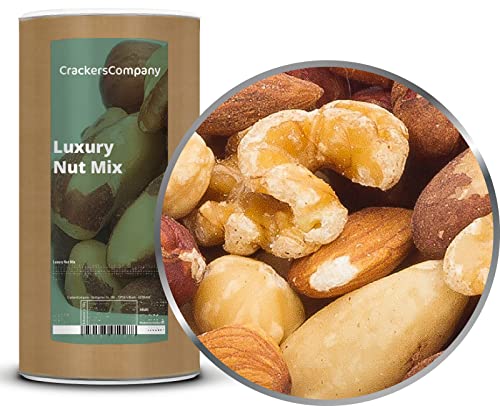 1 x 700g Luxus Nussmischung mit Haselnuss Paranuss Walnuss Pekannuss Mandel naturbelassen 15 % Protein ohne zuckerzusatz salzfrei vegetarisch vegan von Crackerscompany