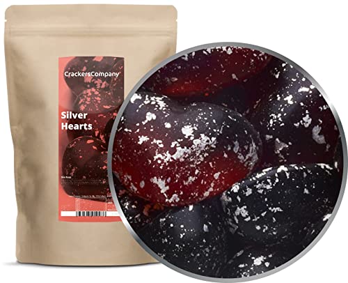 2 x 700g Fruchtsaftgummi Herzen mit 999 Echtsilber mit Himbeersaft aus Fruchtsaftkonzentrat glutenfrei laktosefrei von Crackerscompany