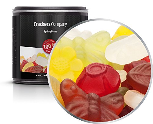 5 x 120g Fruchtsaftgummi Mischung Frühlingsblumen gelatinefreie Fruchtgummi Mix mit Kirsche Pfirsich Ananas Erdbeergeschmack vegetarisch vegan glutenfrei laktosefrei von Crackerscompany