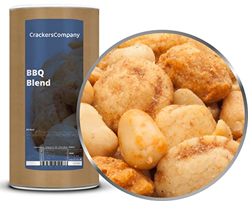 2 x 650g Nussmischung BBQ Erdnuss Mix mit Nuss-Varianten gewürzt im Teigmantel 22% Protein von Crackerscompany